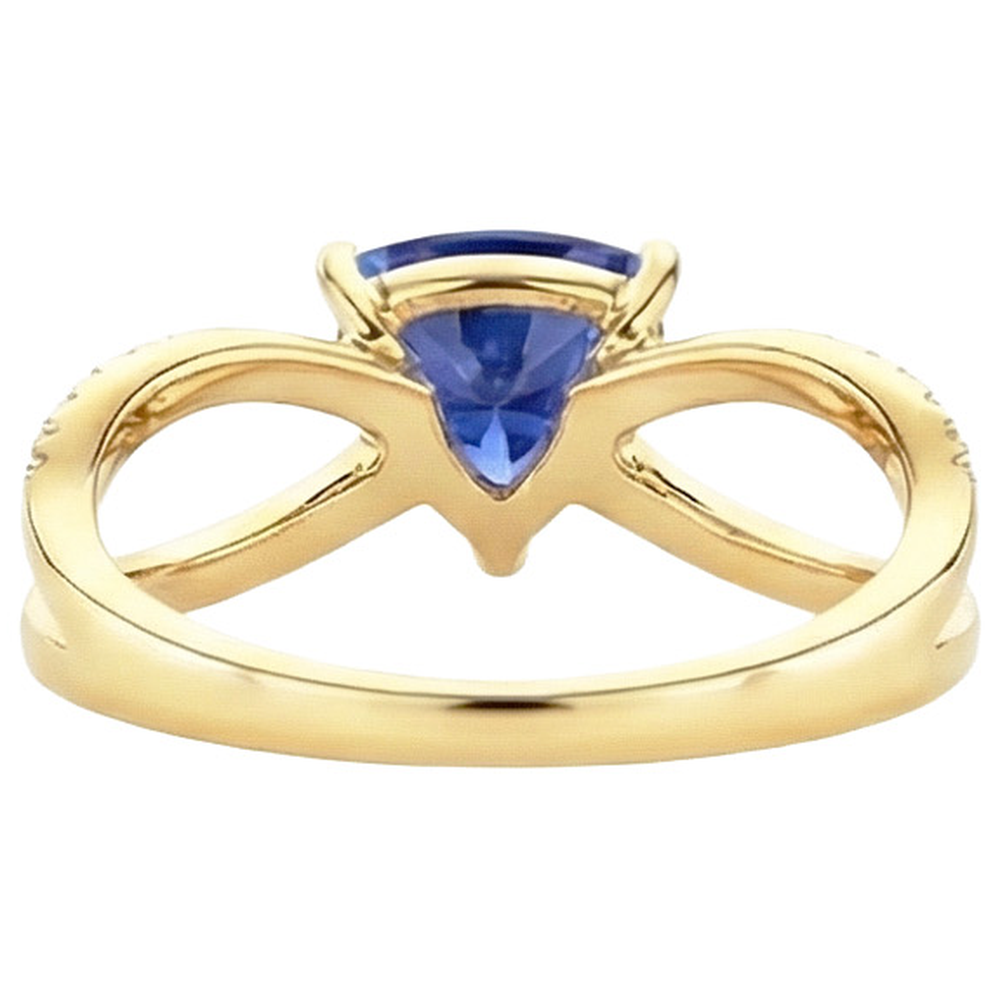Natural Earth Mined Diamond ( Not Lab Grown ) Gemstone Ring Trillion Shape Sapphire Split Shank 2.50 Carats