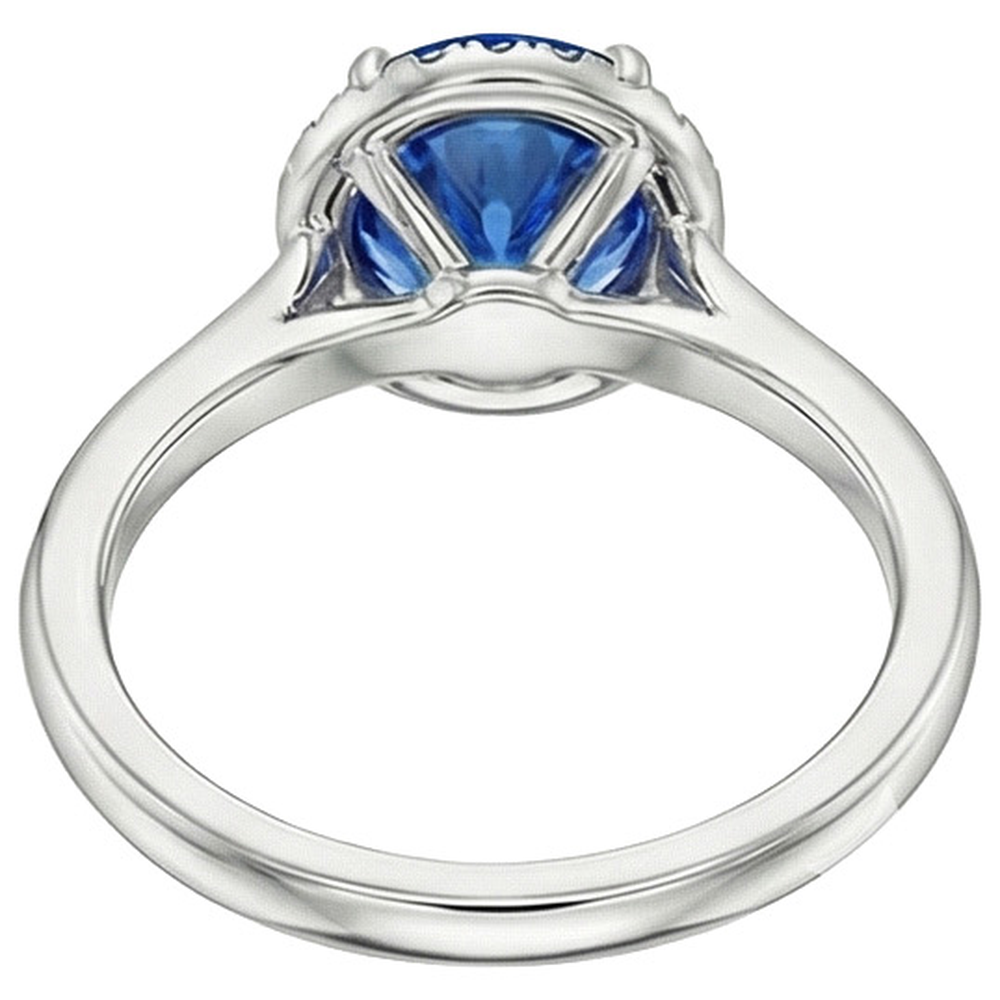natural round sapphire 2.50ct ring on white background