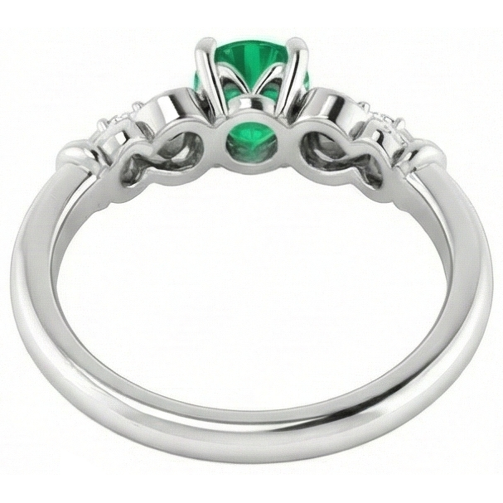 natural round emerald 1.10ct ring with diamond accents