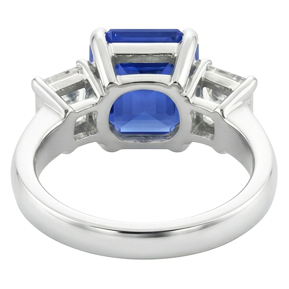 Natural Earth Mined Diamond ( Not Lab Grown ) 3 Stone Ring Radiant Sapphire & Emerald Shaped 3.50 Carats