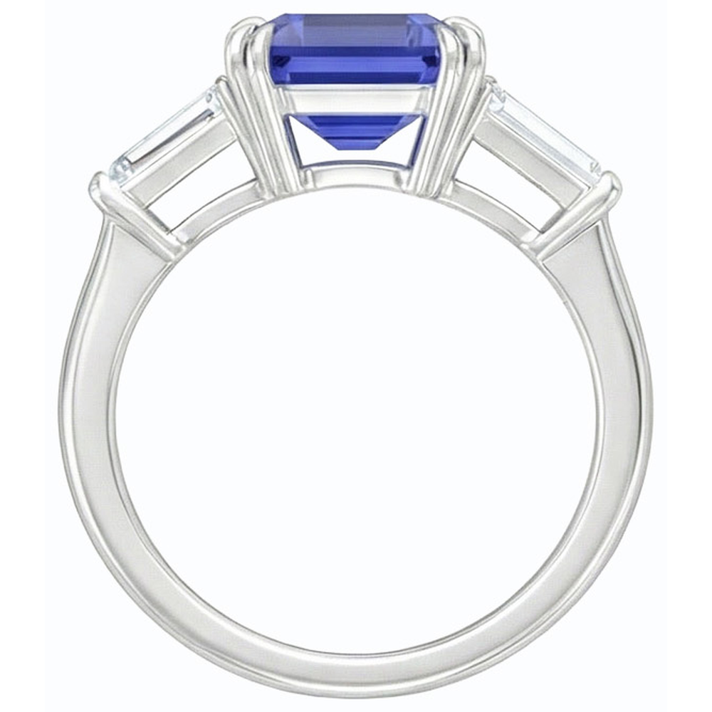 natural emerald sapphire 3.50ct ring on white background
