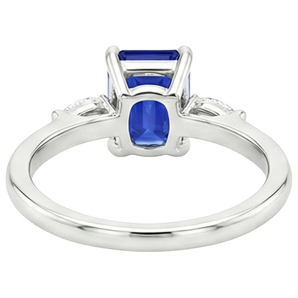 Natural Earth Mined Diamond ( Not Lab Grown ) 3 Stones Ring Emerald Ceylon Sapphire 3.50 Carats