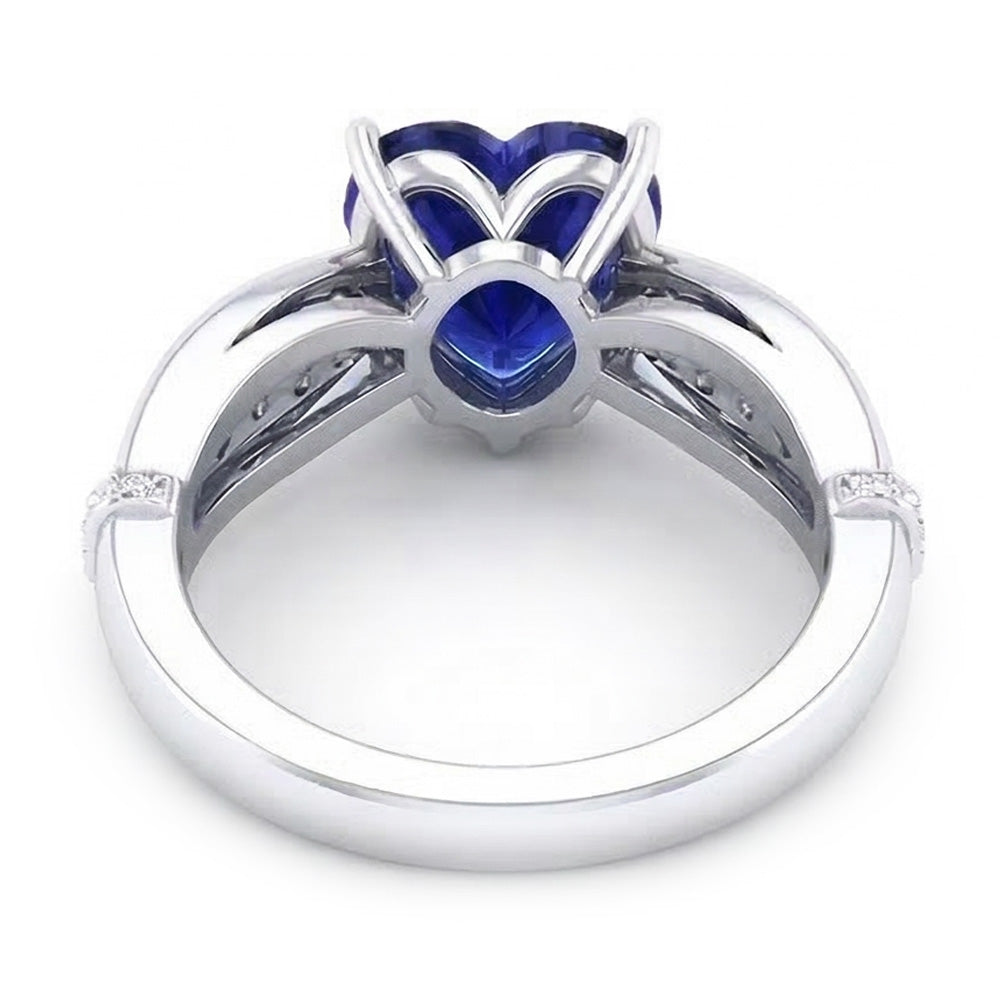 Natural Earth Mined Diamond ( Not Lab Grown ) Anniversary Ring Ceylon Sapphire 3.50 Carats