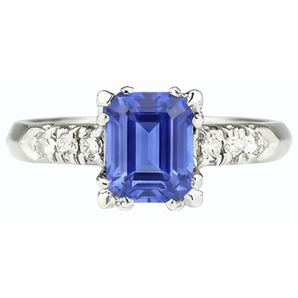 Natural Earth Mined Diamond ( Not Lab Grown ) Anniversary Ring Emerald Light Blue Sapphire 3 Carats