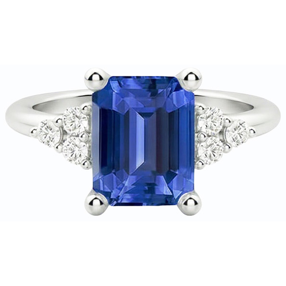 natural emerald sapphire 3.50ct ring on white background