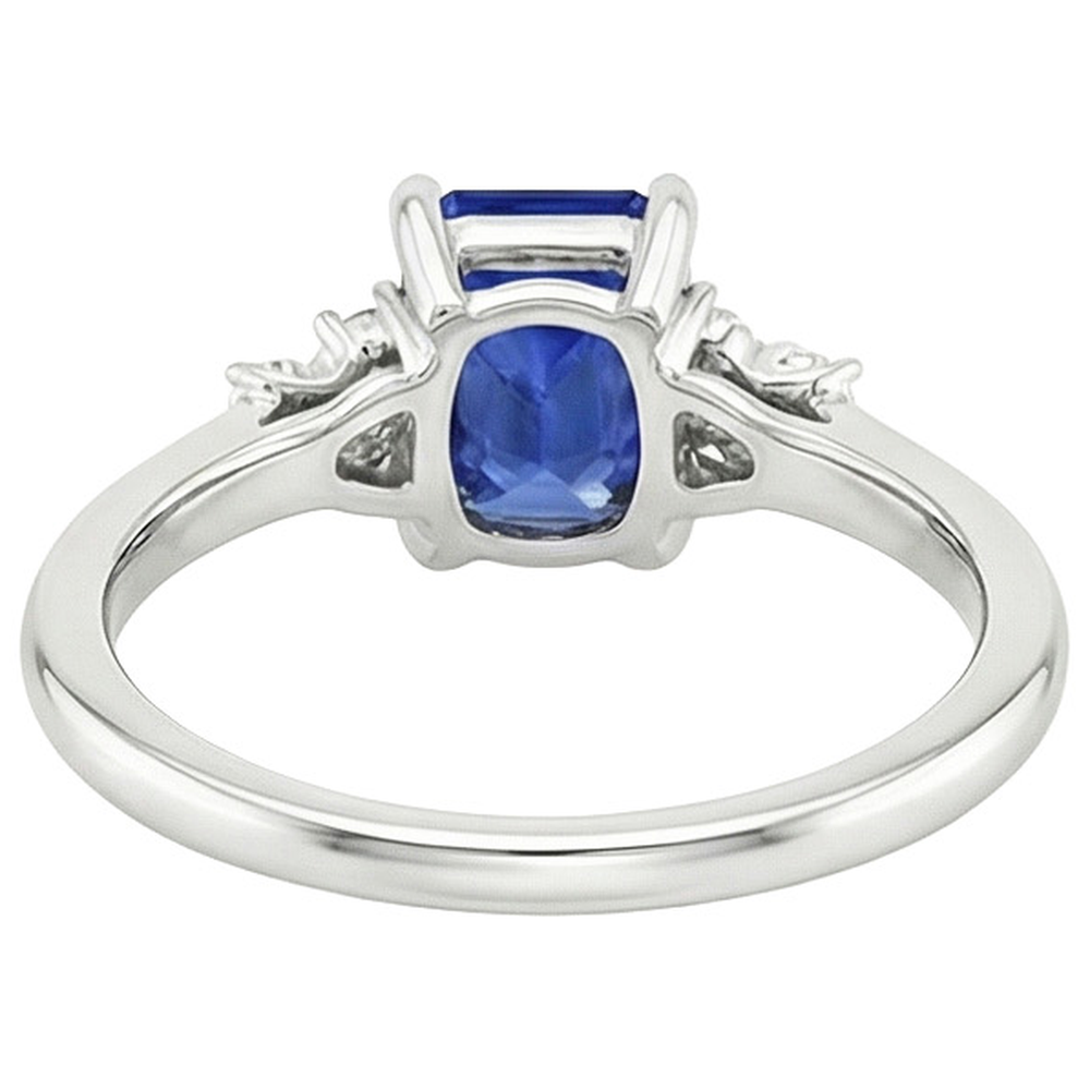 Natural Earth Mined Diamond ( Not Lab Grown ) Engagement Ring Emerald With Accents Blue Sapphire 4 Carats