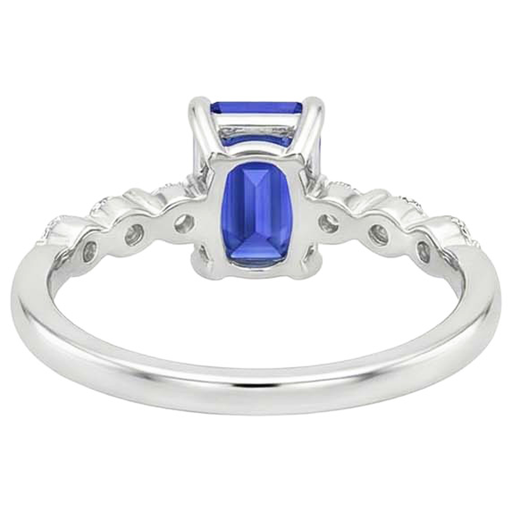 Natural Earth Mined Diamond ( Not Lab Grown ) Engagement Ring Sri Lankan Sapphire 3.50 Carats White Gold 14K