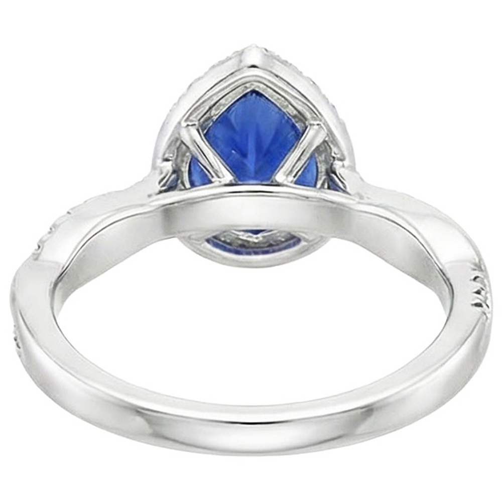 Natural Earth Mined Diamond ( Not Lab Grown ) Halo Blue Sapphire Solitaire With Accents Ring 5.50 Carats