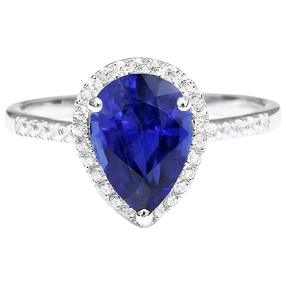 natural round sapphire 3.75ct ring profile view