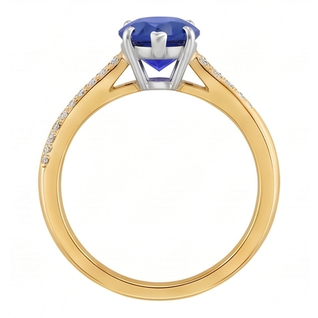 Natural Earth Mined Diamond ( Not Lab Grown ) Jewelry Ring Pear Shaped Ceylon Sapphire 2.50 Carats