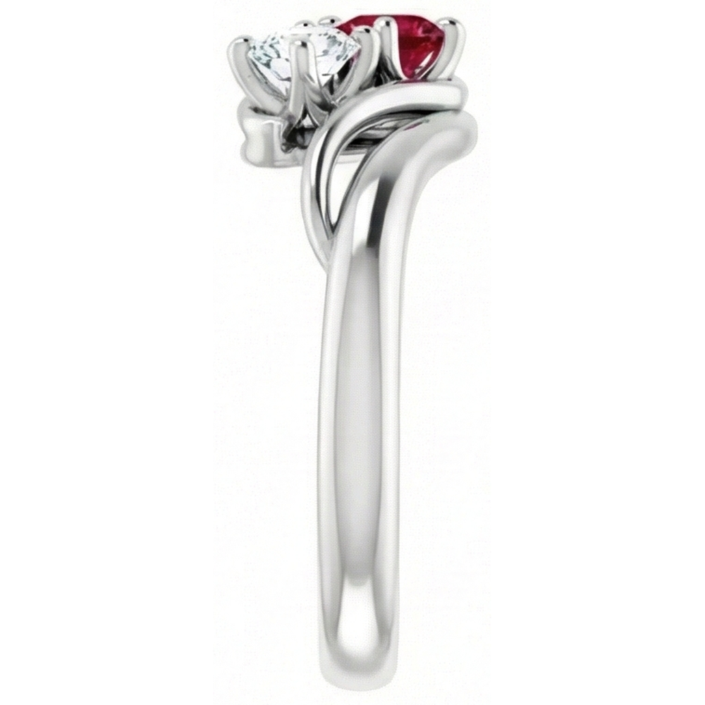 natural round ruby 1.50ct ring profile view
