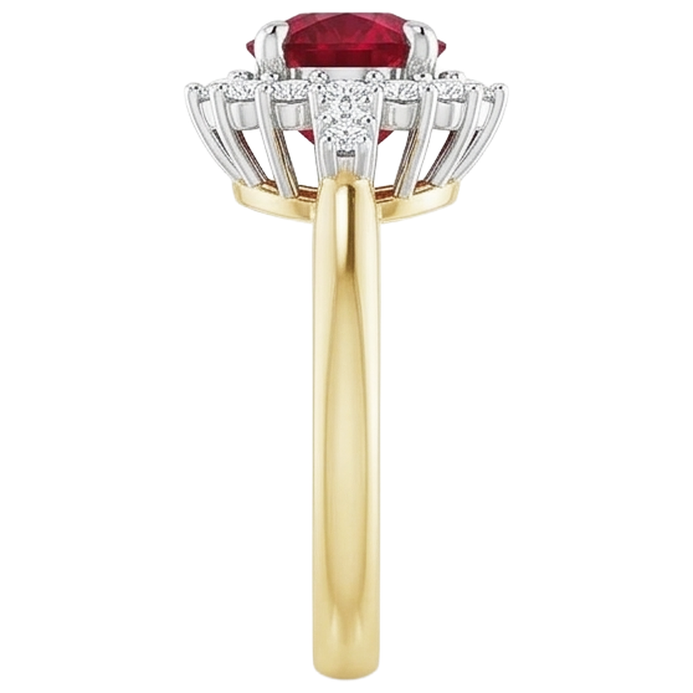 natural round ruby 1.50ct ring three quarter angle