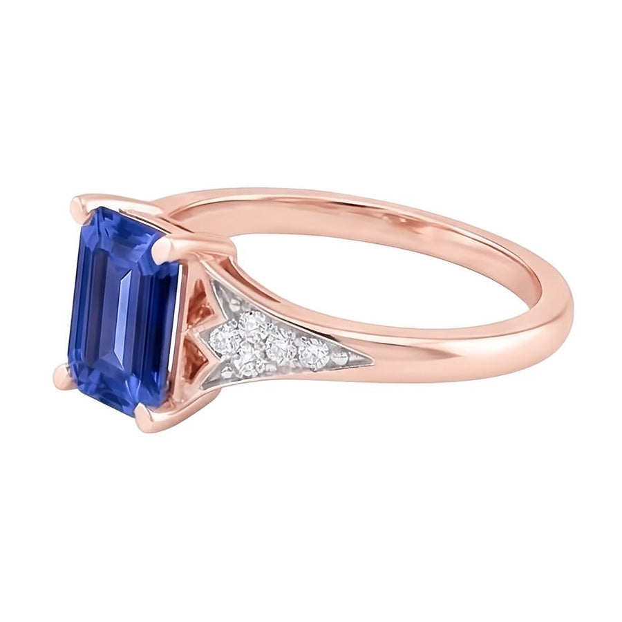 natural emerald sapphire 2ct ring profile view
