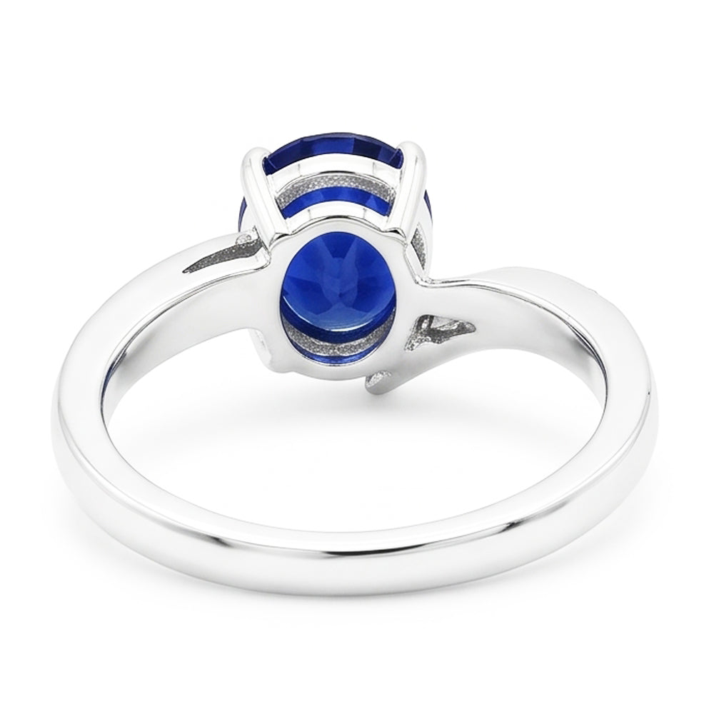 Natural Earth Mined Diamond ( Not Lab Grown ) and Sapphire Engagement Ring Oval Tension Style 2.50 Carats