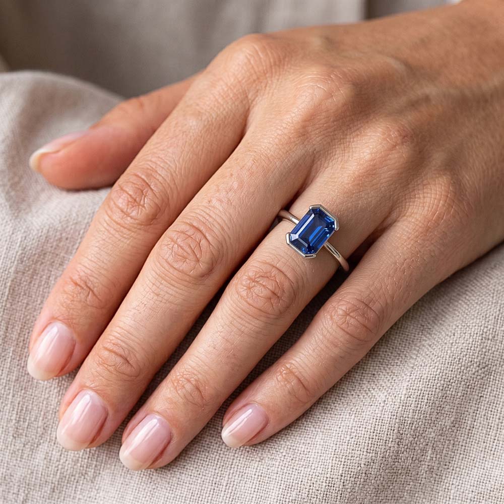 Natural Sapphire Eternity Band 2ct - White Gold 14K