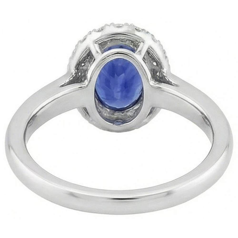 Natural Sapphire Halo Ring Oval Cut
