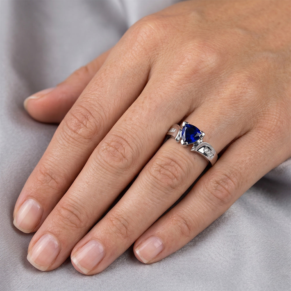 Natural Sapphire Ring 1.21ct - White Gold 14K