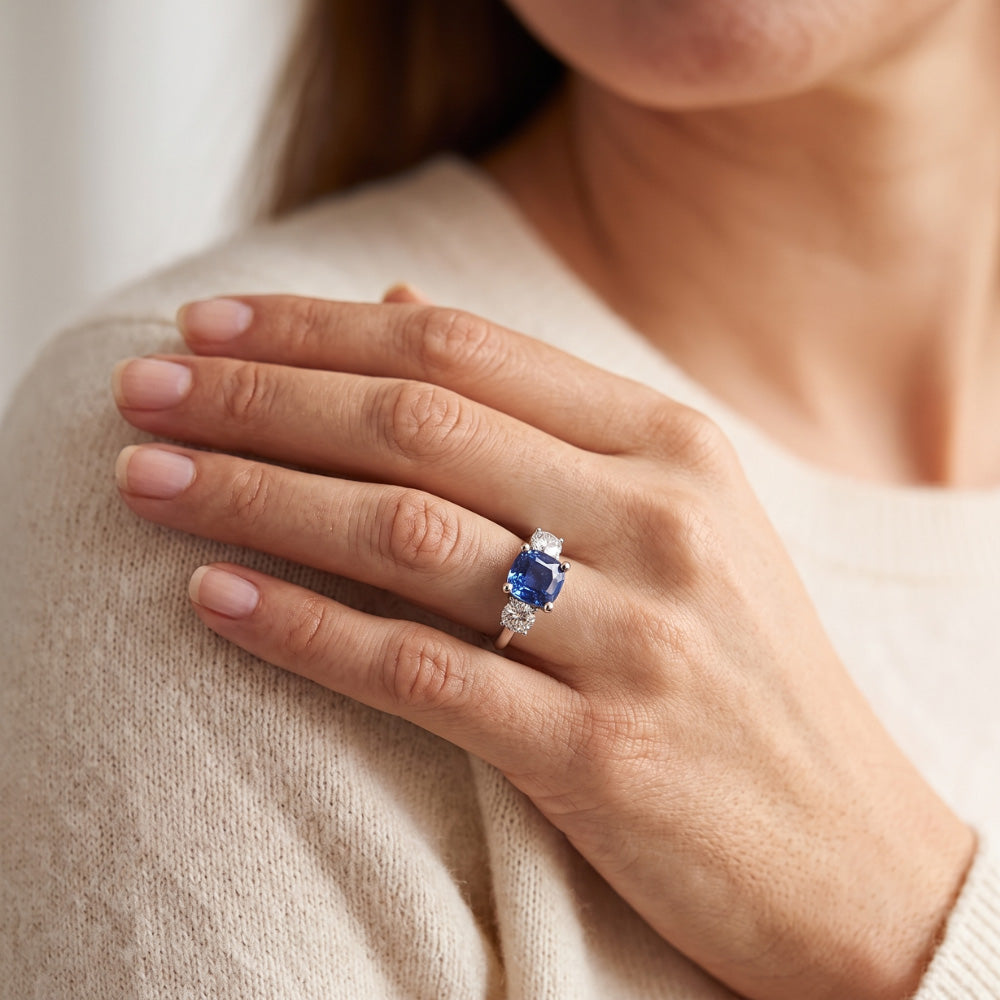 Natural Sapphire Ring 1.25ct - White Gold 14K
