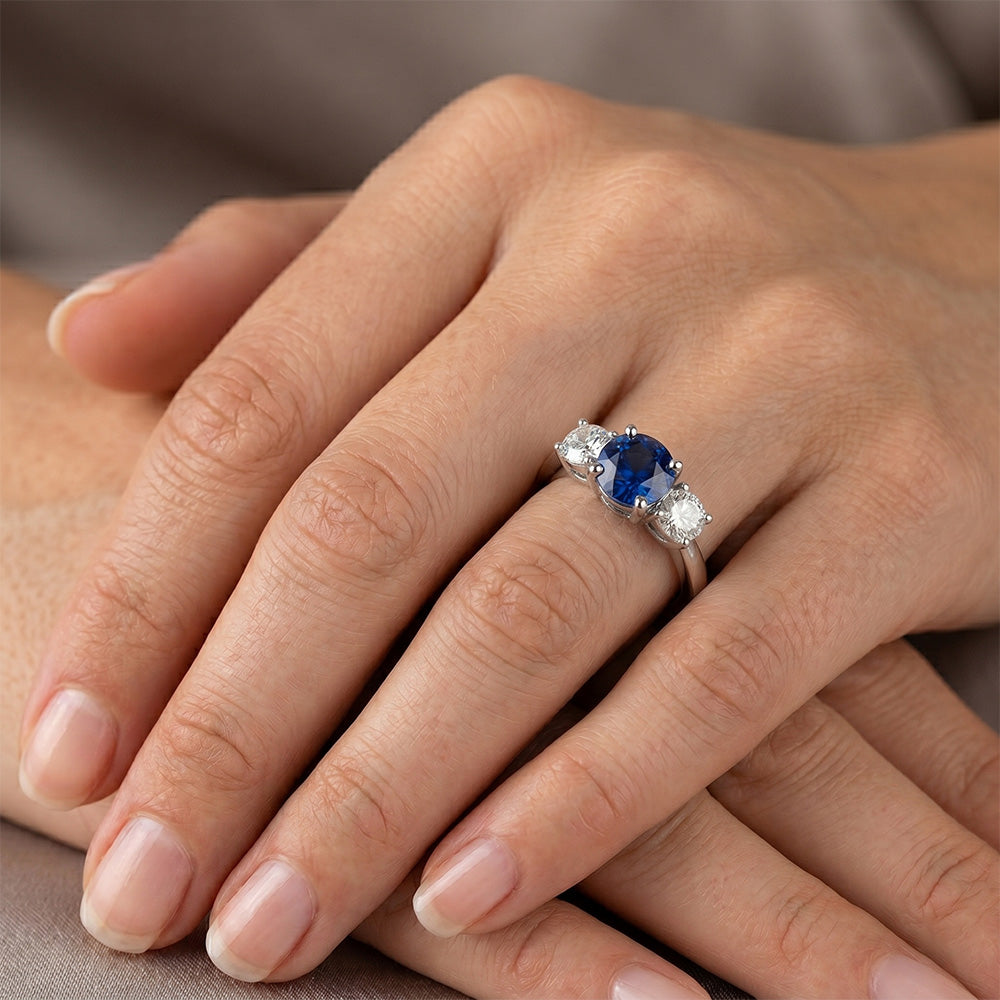 Natural Sapphire Ring 1.25ct - White Gold 14K