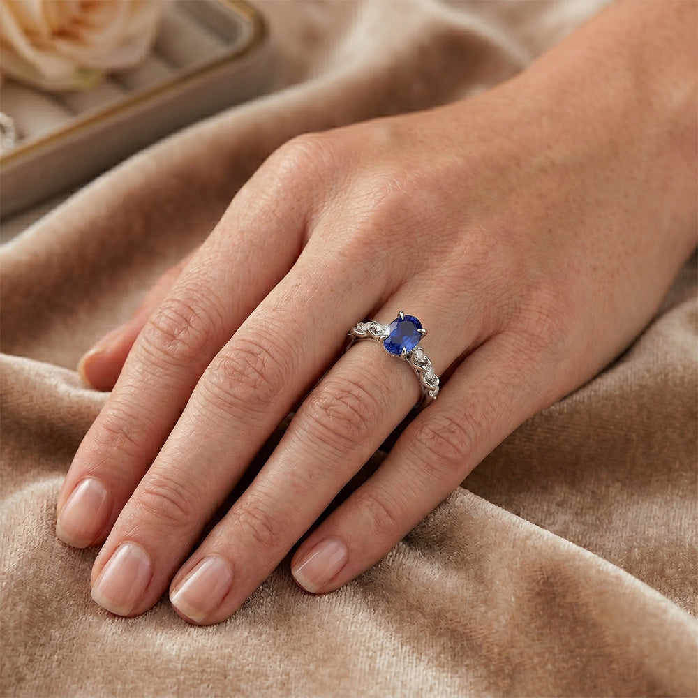 Natural Sapphire Ring 1.30ct - White Gold 14K