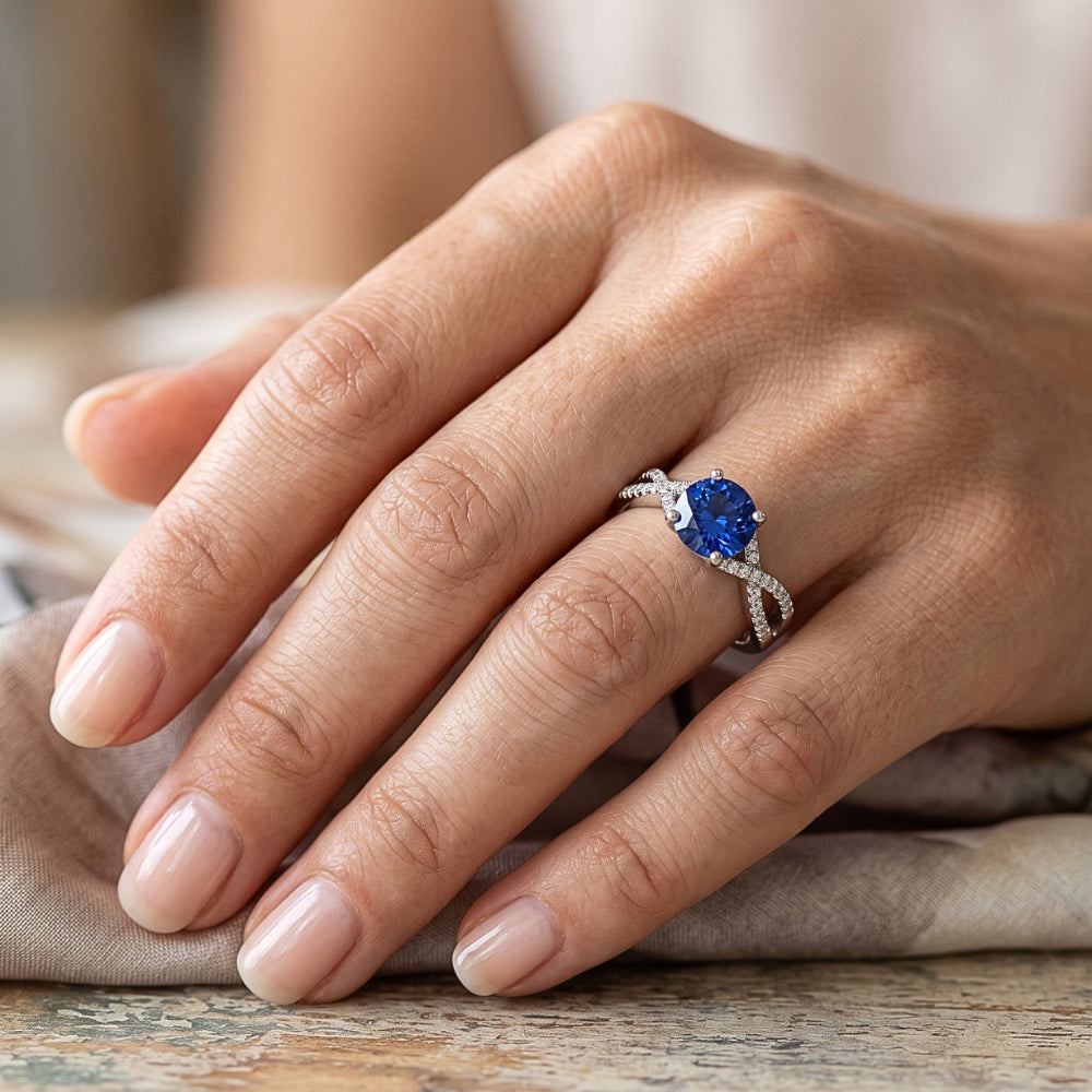 Natural Sapphire Ring 1.35ct - White Gold 14K