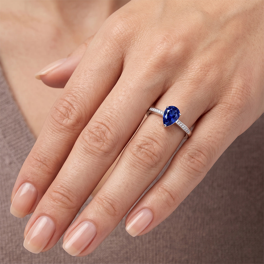 Natural Sapphire Ring 1.50ct - White Gold 14K