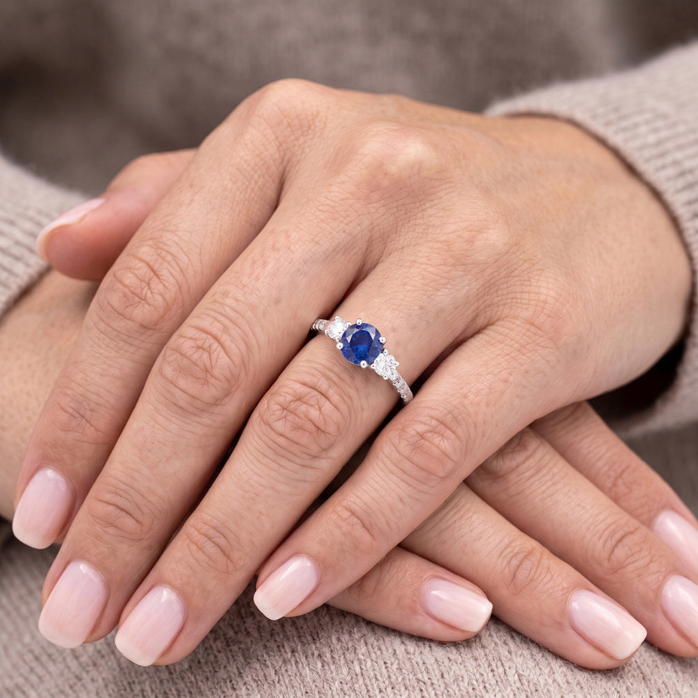 Natural Sapphire Ring 1.50ct - White Gold 14K