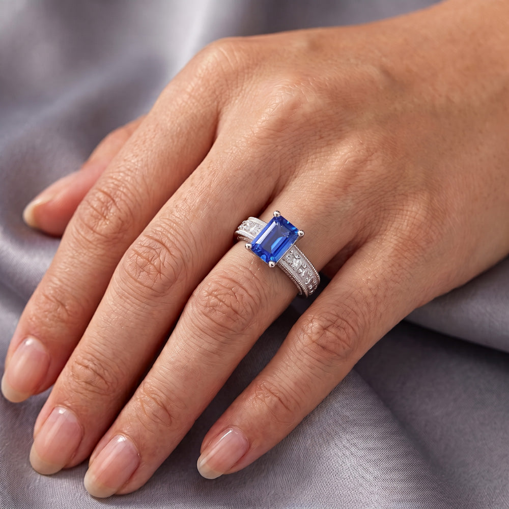 Natural Sapphire Ring 1.75ct - White Gold 14K