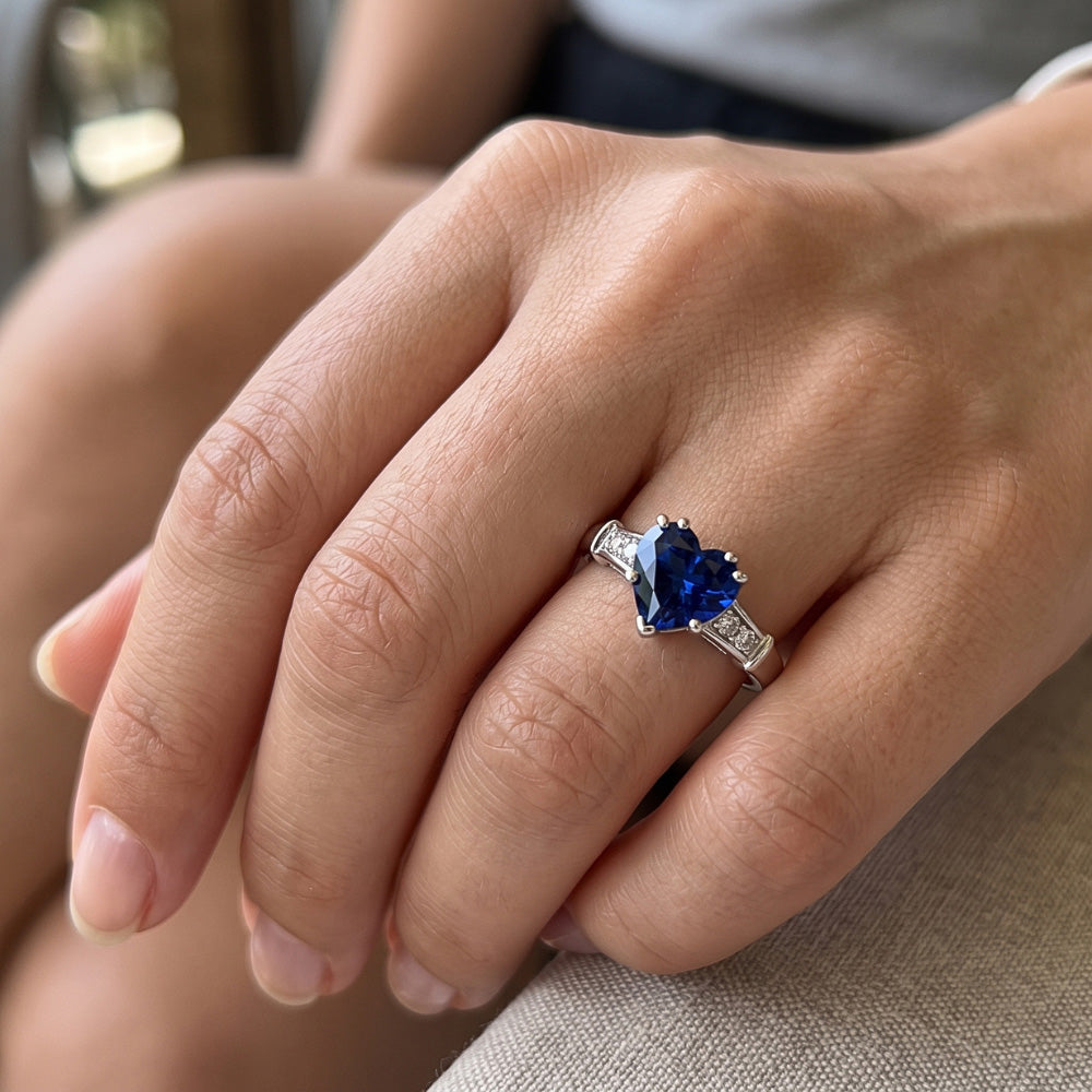 Natural Sapphire Ring 1.75ct - White Gold 14K