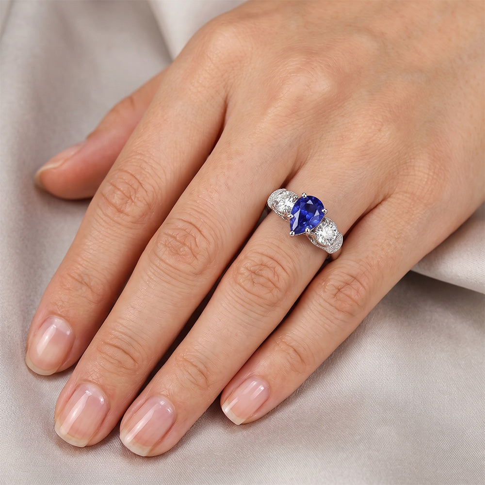 Natural Sapphire Ring 1.75ct - White Gold 14K