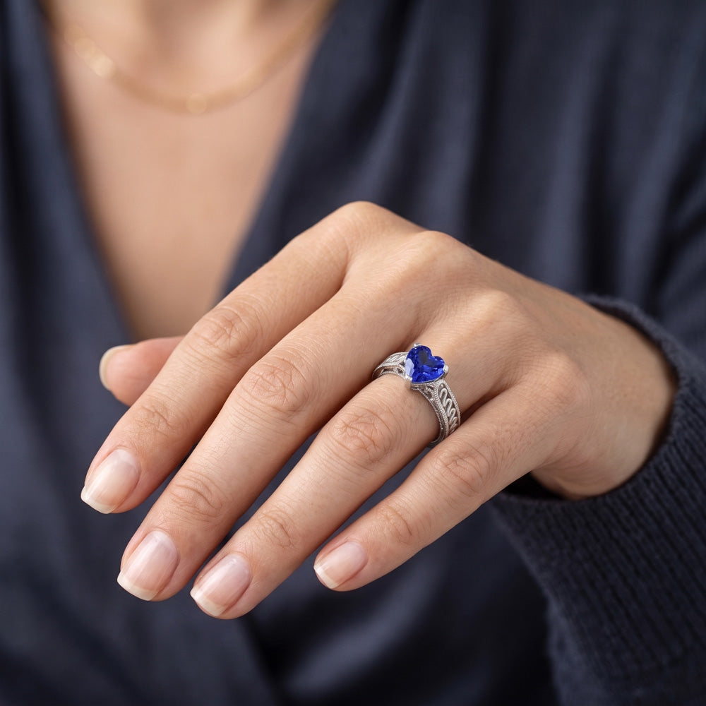 Natural Sapphire Ring 1ct - White Gold 14K