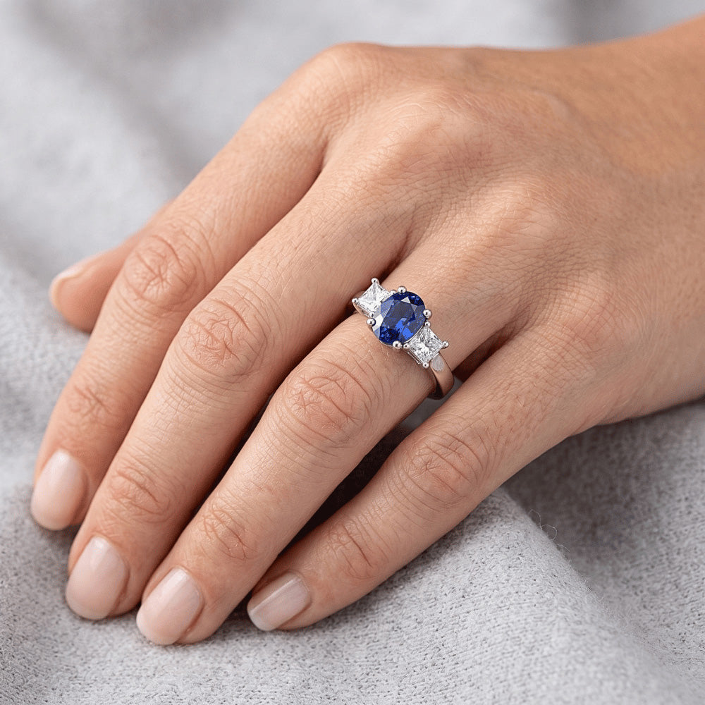 Natural Sapphire Ring 2.25ct - White Gold 14K