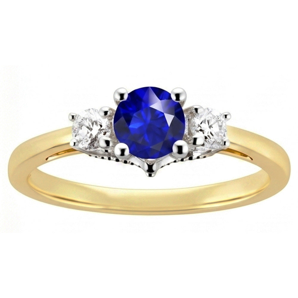Natural Sapphire Ring 2.50ct - Two Tone 14K Gold