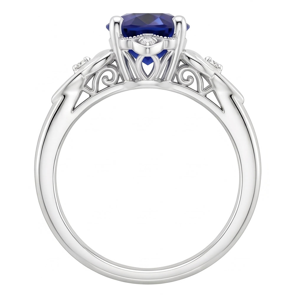 Natural Sapphire Ring 2.50ct - White Gold 14K