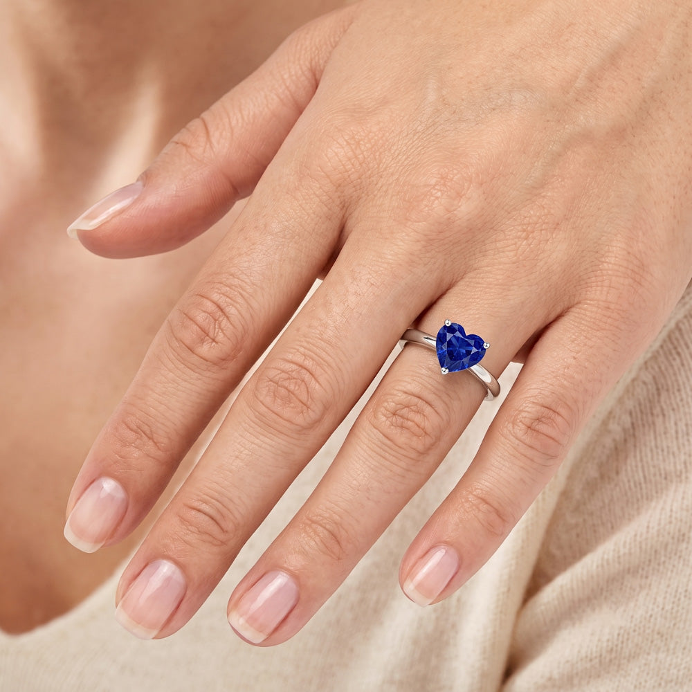 Natural Sapphire Ring 2.50ct - White Gold 14K