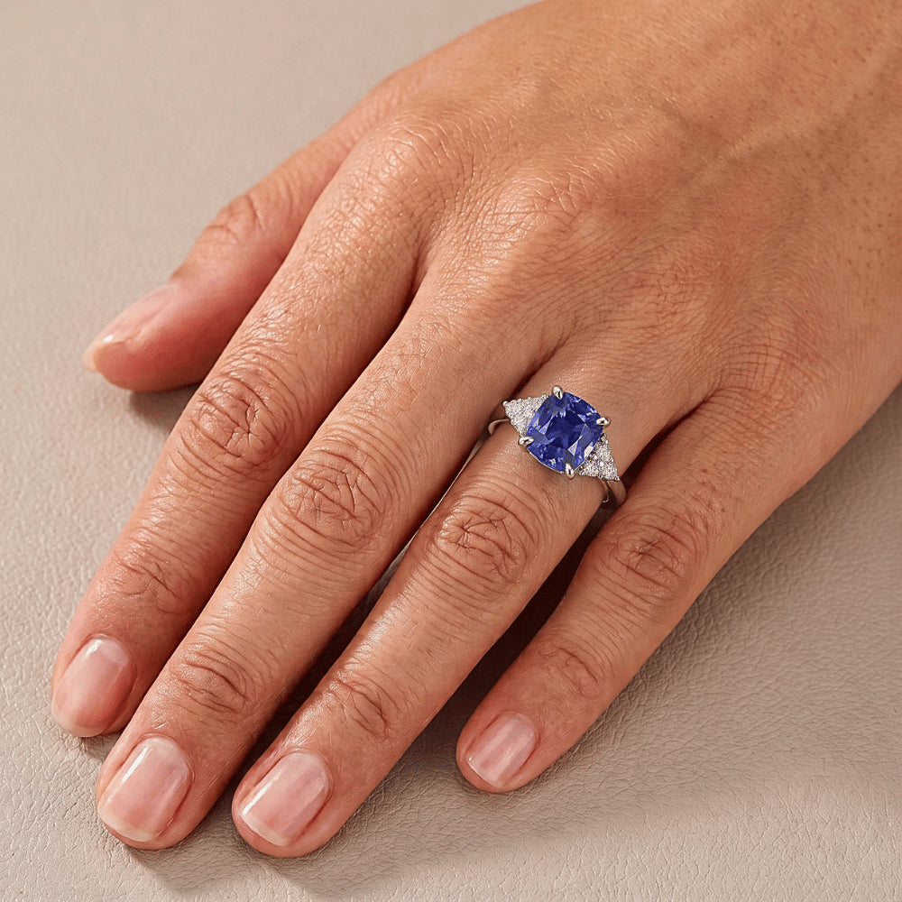 Natural Sapphire Ring 2.50ct - White Gold 14K
