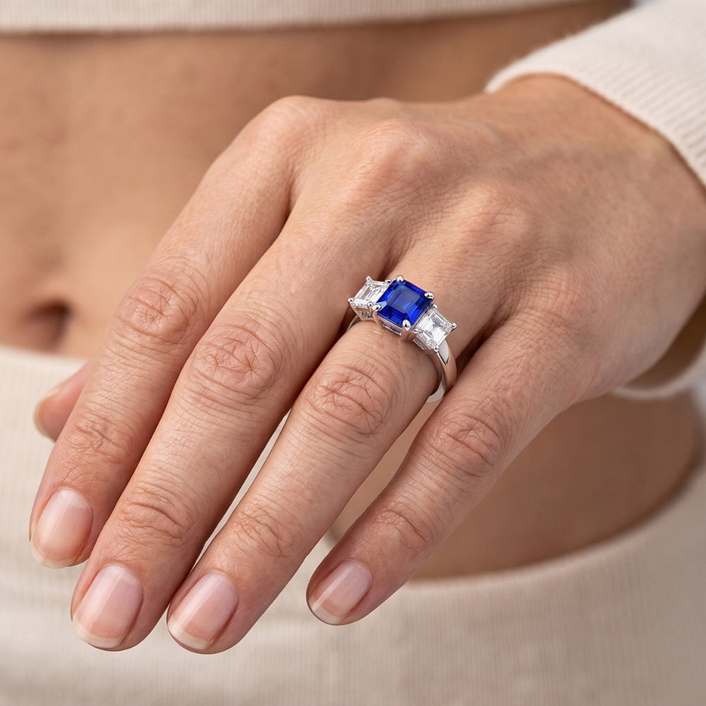 Natural Sapphire Ring 2.50ct - White Gold 14K
