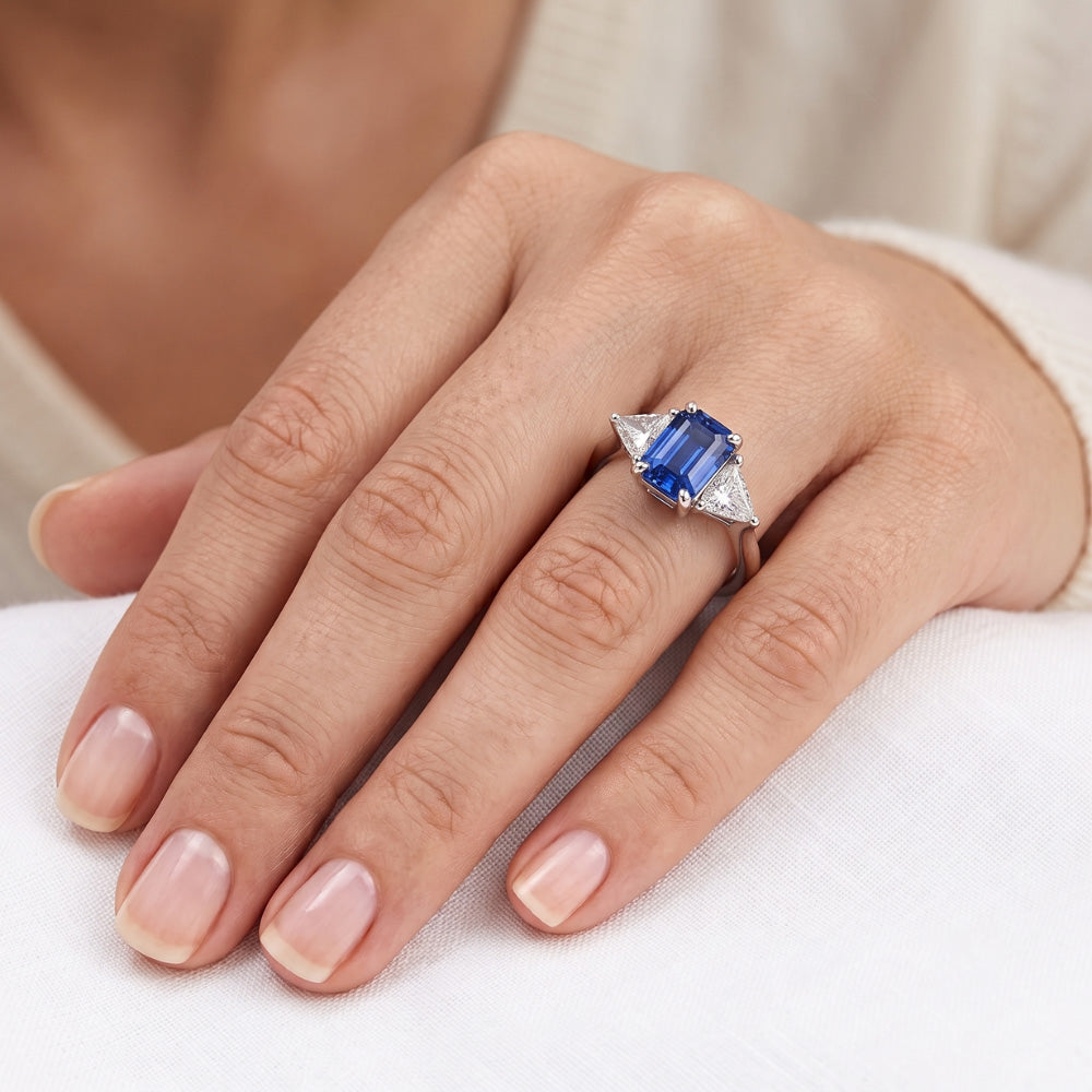 Natural Sapphire Ring 2.50ct - White Gold 14K