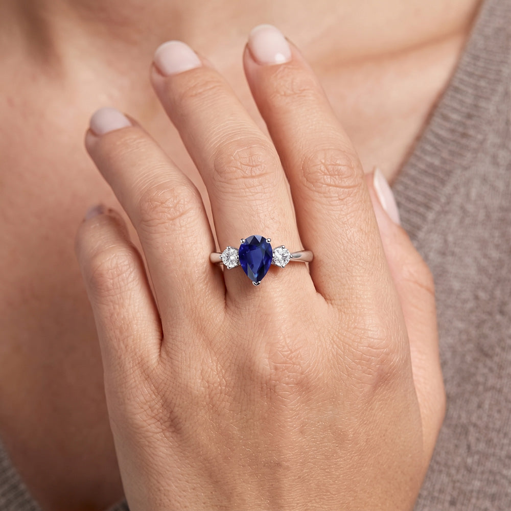 Natural Sapphire Ring 2.50ct - White Gold 14K