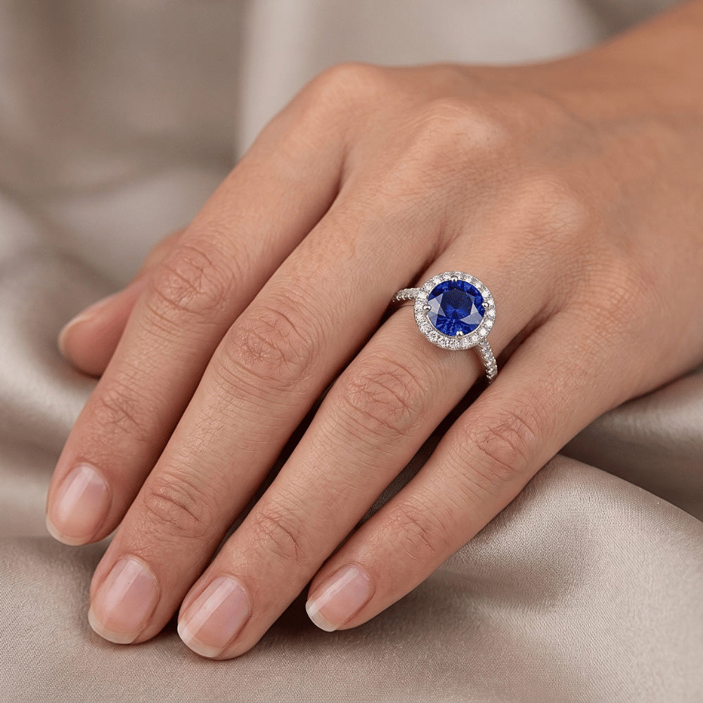 Natural Sapphire Ring 2.50ct - White Gold 14K