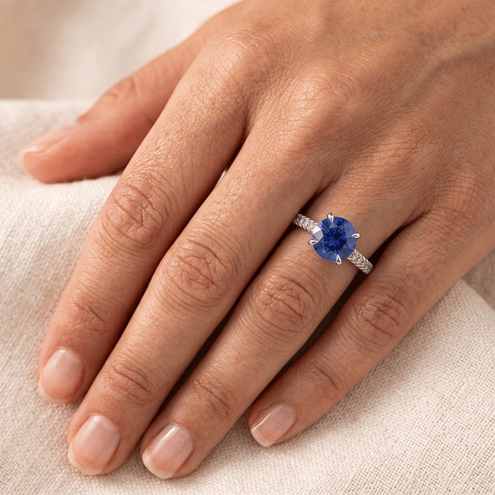 Natural Sapphire Ring 2.50ct - White Gold 14K