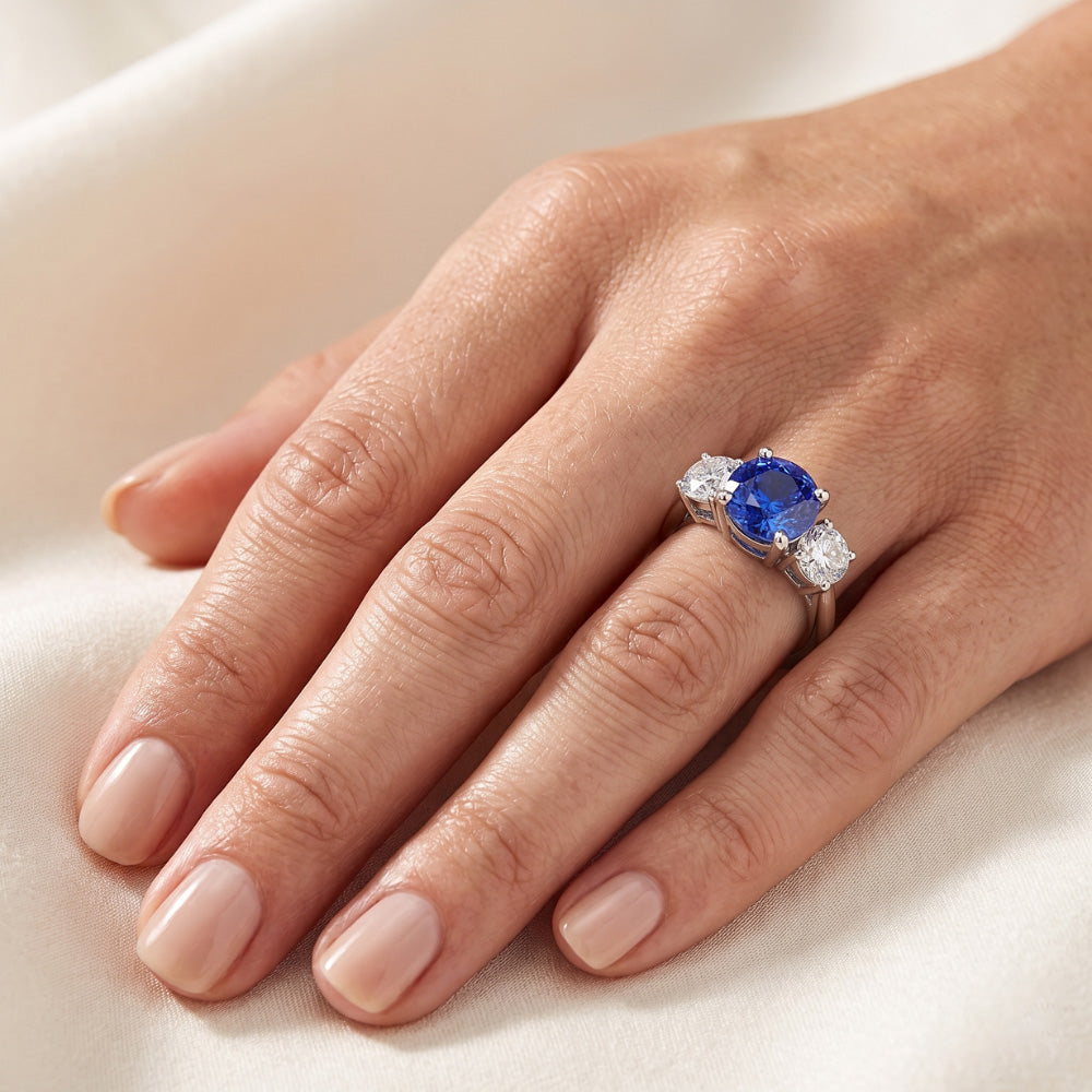 Natural Sapphire Ring 2.50ct - White Gold 14K