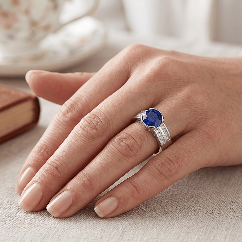 Natural Sapphire Ring 2.50ct - White Gold 14K