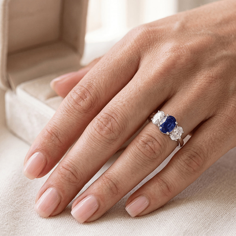 Natural Sapphire Ring 2.50ct - White Gold 14K