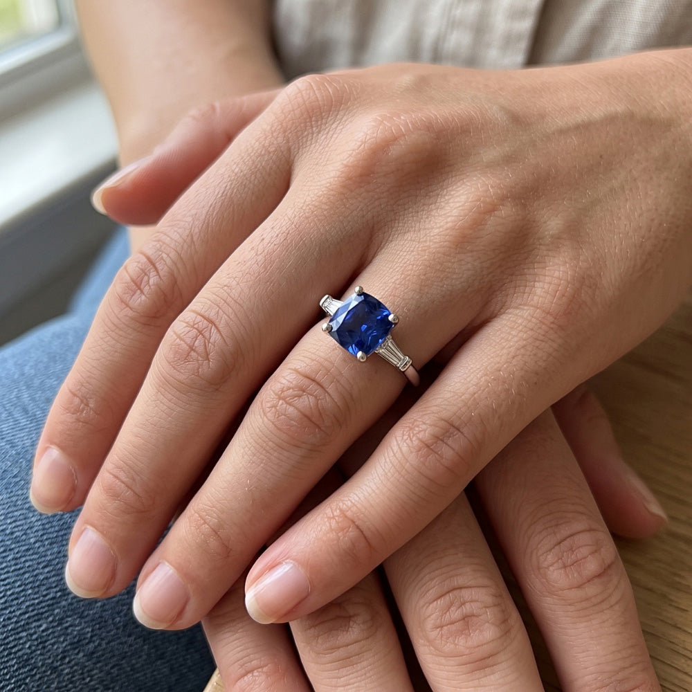 Natural Sapphire Ring 2.75ct - White Gold 14K