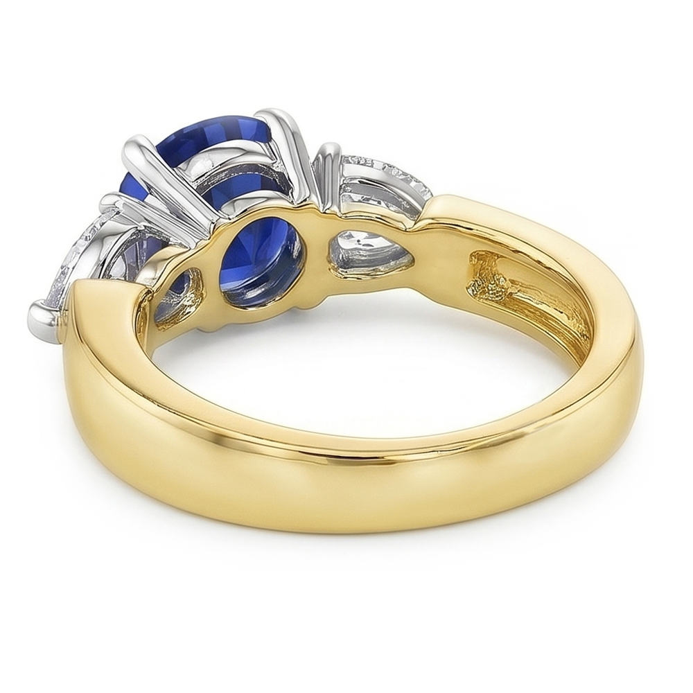 Natural Sapphire Ring 2ct - Two Tone 14K Gold