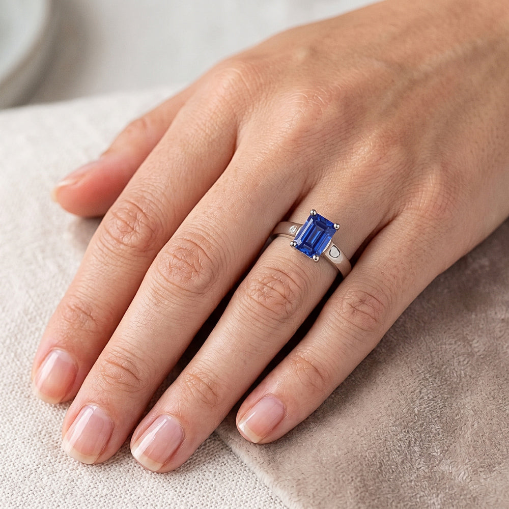 Natural Sapphire Ring 2ct - White Gold 14K