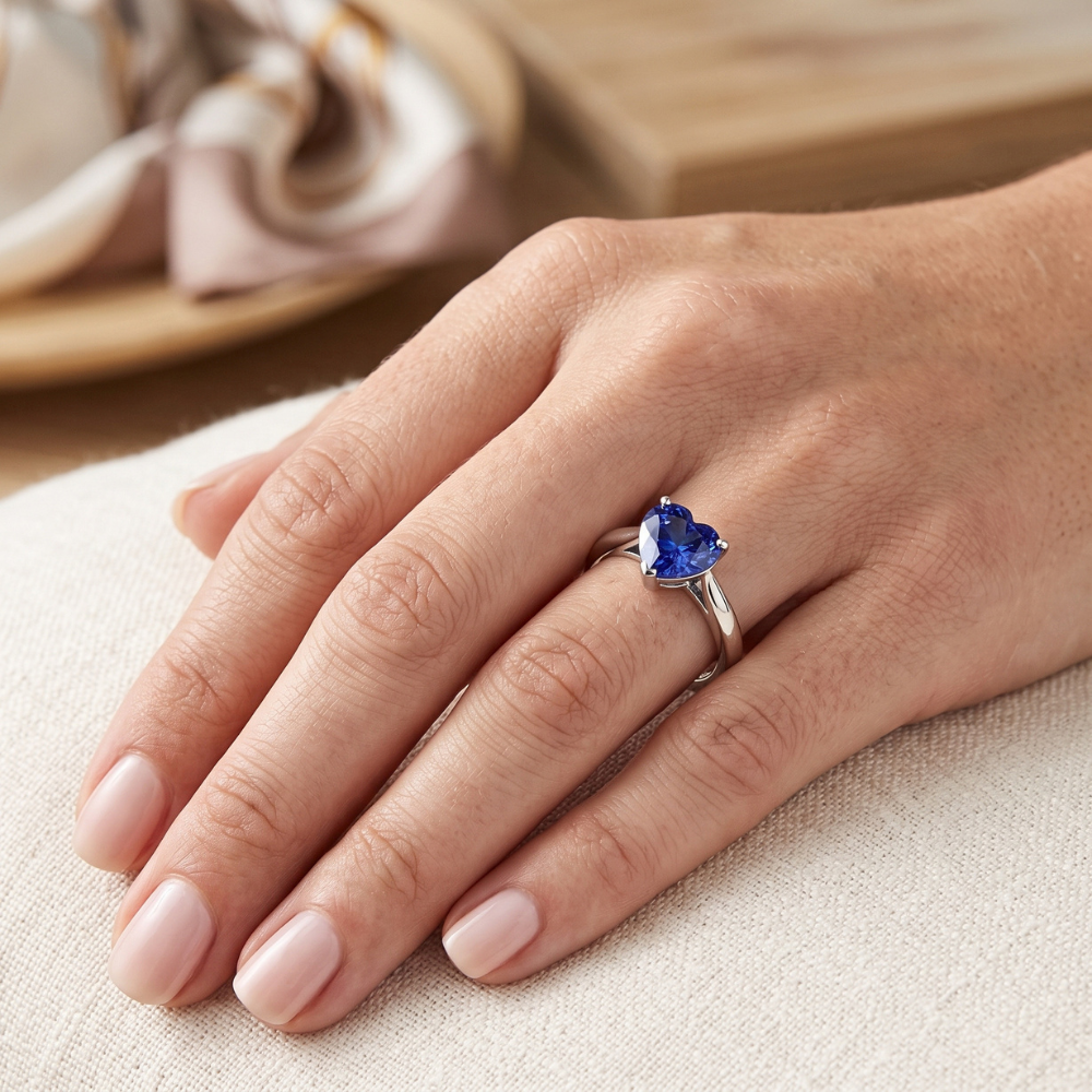Natural Sapphire Ring 2ct - White Gold 14K