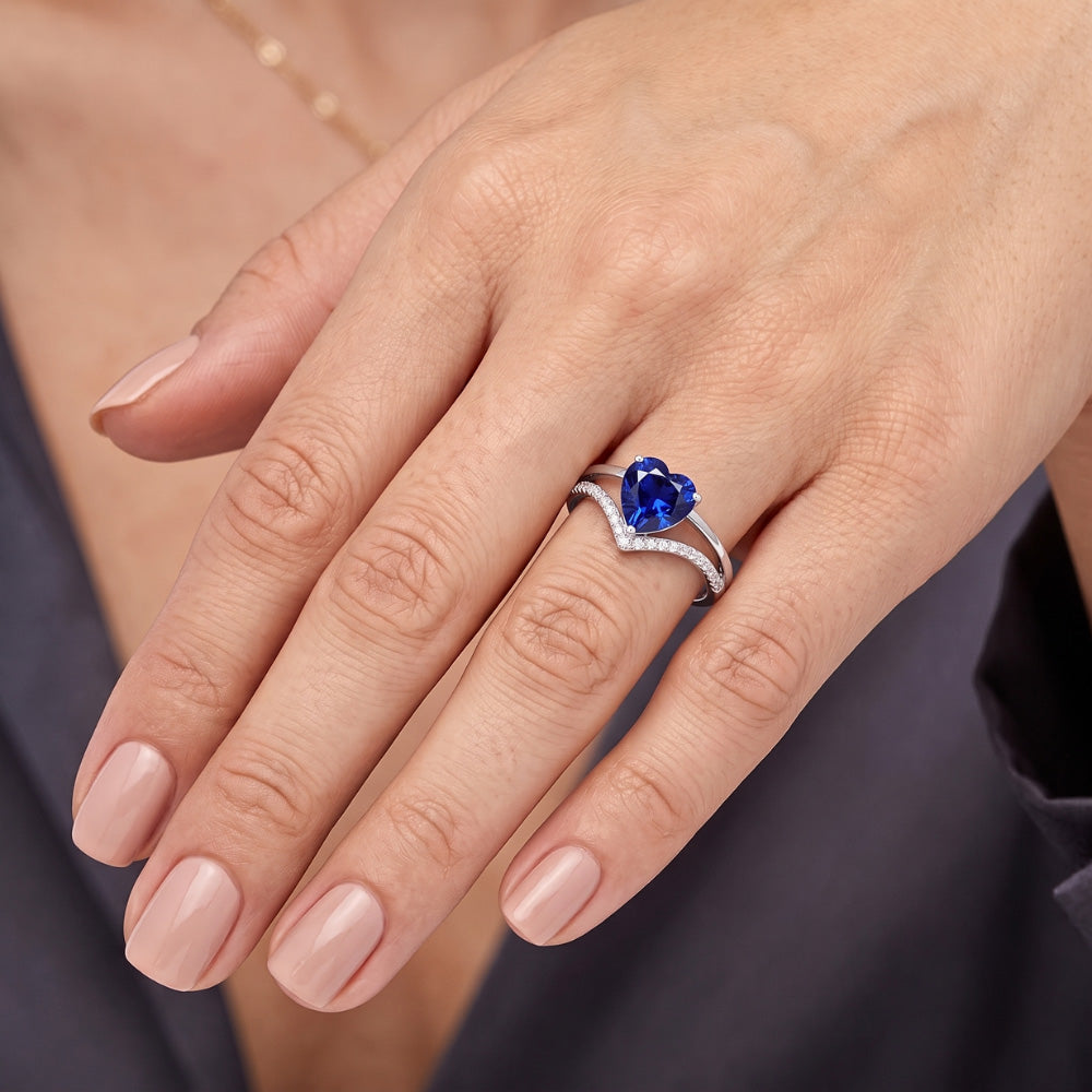 Natural Sapphire Ring 2ct - White Gold 14K