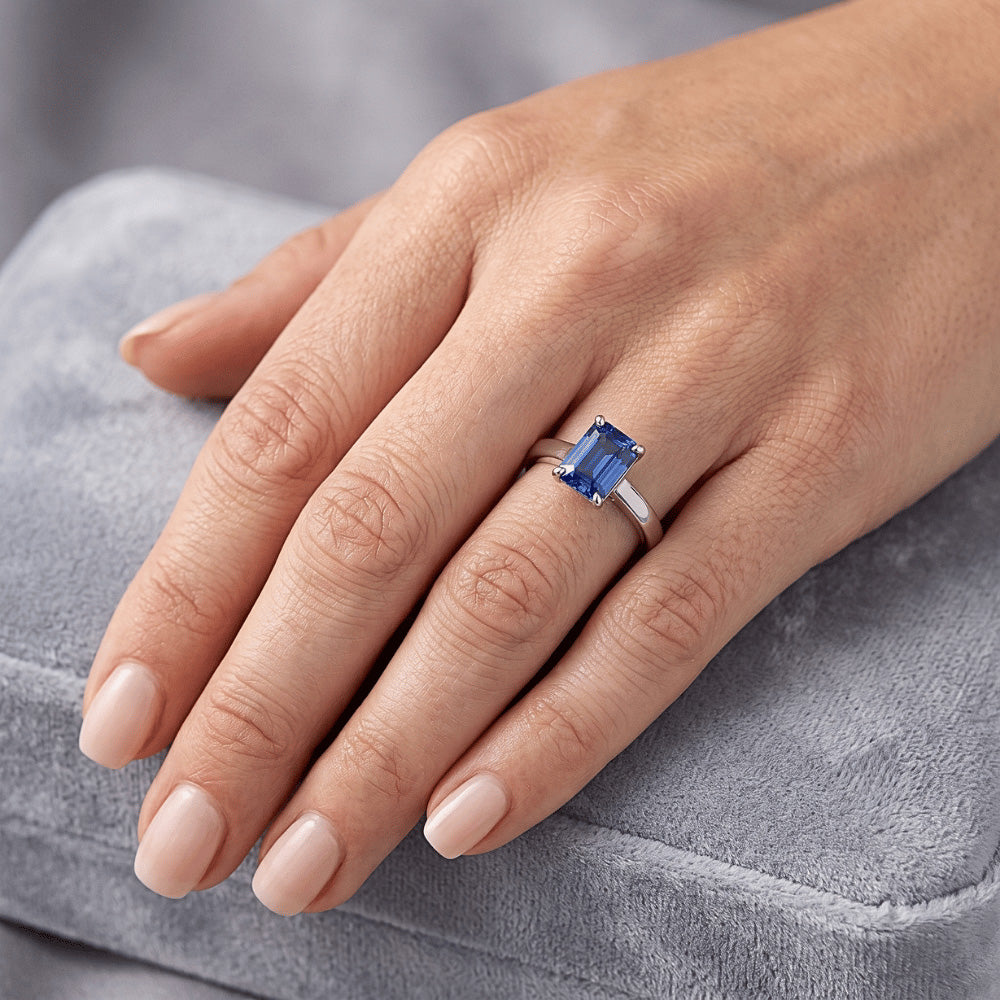 Natural Sapphire Ring 2ct - White Gold 14K